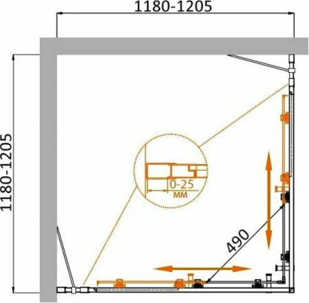 Душевой уголок (120х120) CEZARES MOLVENO MOLVENO-A-22-90+30-P-Cr